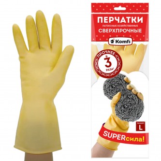 Перчатки МНОГОРАЗОВЫЕ латексные SUPER СИЛА СВЕРХПРОЧНЫЕ, бежевые, размер L (большой), вес 98 г, Komfi, ADM, 20074 Перчатки МНОГОРАЗОВЫЕ латексные SUPER СИЛА СВЕРХПРОЧНЫЕ, бежевые, размер L (большой), вес 98 г, Komfi, ADM, 20074