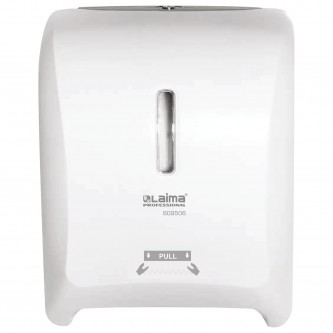 Диспенсер для полотенец в рулонах LAIMA PROFESSIONAL SUPER (H1), механический, ABS-пластик, белый, 609506