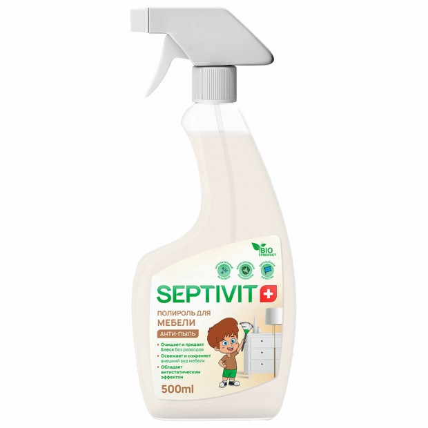 Полироль для мебели 500 мл, SEPTIVIT, биоразлагаемый, триггер Полироль для мебели 500 мл, SEPTIVIT, биоразлагаемый, триггер