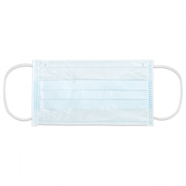 Маска медицинская одноразовая КОМПЛЕКТ 100 шт., короб, 3-х слойный фильтр мельтблаун, голубая, ГЕКСА