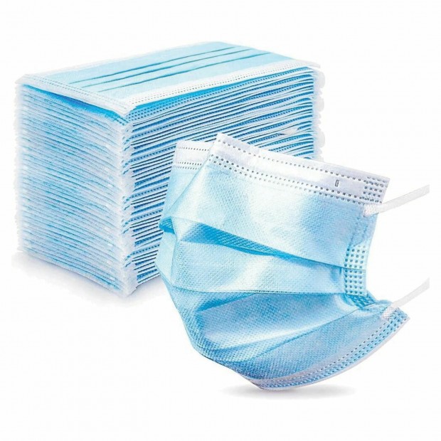 Маски одноразовые медицинские КОМПЛЕКТ 50 шт., 3-х слойные, голубые, фильтр СМС, СМЗ Маски одноразовые медицинские КОМПЛЕКТ 50 шт., 3-х слойные, голубые, фильтр СМС, СМЗ