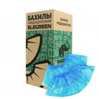Бахилы, КОМПЛЕКТ 1900 шт. (950 пар), СТАНДАРТ, 39х14 см, 16 мкм, 2 г, синие, ELEGREEN, ПНД-8/1р-С/7600 Бахилы, КОМПЛЕКТ 1900 шт. (950 пар), СТАНДАРТ, 39х14 см, 16 мкм, 2 г, синие, ELEGREEN, ПНД-8/1р-С/7600