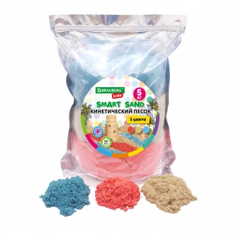 Песок для лепки кинетический, 3 цвета, 5000 г, пакет, BRAUBERG KIDS, 666007