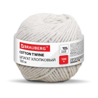 Шпагат хлопковый для прошивки документов, вязания, макраме, длина 100 м диаметр 1,5 мм, BRAUBERG, 700361 Шпагат хлопковый для прошивки документов, вязания, макраме, длина 100 м диаметр 1,5 мм, BRAUBERG, 700361