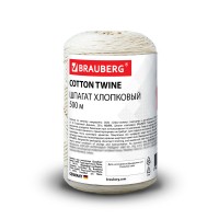 Шпагат хлопковый для прошивки документов, вязания, макраме, длина 500 м диаметр 1,5 мм, BRAUBERG, 700362 Шпагат хлопковый для прошивки документов, вязания, макраме, длина 500 м диаметр 1,5 мм, BRAUBERG, 700362