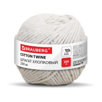 Шпагат хлопковый для прошивки документов, вязания, макраме, длина 200 м диаметр 2 мм, BRAUBERG, 700363