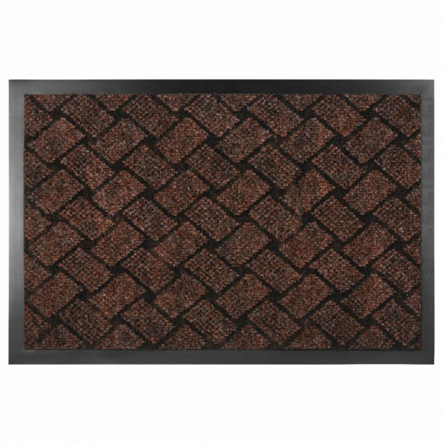 Коврик придверный 60х90см КОРИЧНЕВЫЙ влаго-грязезащитный, 450гр/м2, плетение, PRIMILA, 701049