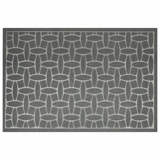 Коврик придверный 60х90см СЕРЫЙ грязезащитный, 430гр/м2, фактурный рисунок WELCOME, Л, 701055