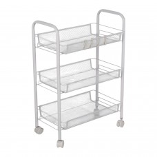 Этажерка (тележка) BOOMHOUSE (БУМХАУС) RC-003 3 яруса, на колесах, В62,5хШ42,5хГ25,5 см, металл, белая, 701456