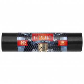 Мешки для мусора 240 л, ПРОЧНЫЕ черные, в рулоне 10 шт., ПВД 60 мкм, 2-х слойные, 100x130 см, 