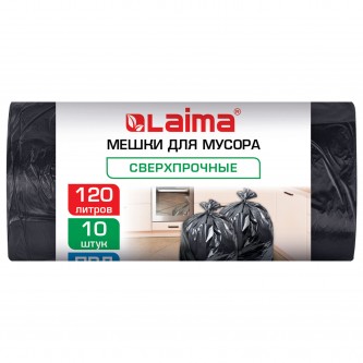 Мешки для мусора 120л черные в рулоне 10 штук сверхпрочные, ПВД 80 мкм, 70x110см, LAIMA, 702664 Мешки для мусора 120л черные в рулоне 10 штук сверхпрочные, ПВД 80 мкм, 70x110см, LAIMA, 702664