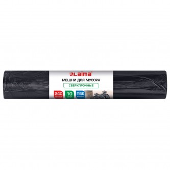 Мешки для мусора 240л черные в рулоне 10 штук сверхпрочные, ПВД 100 мкм, 90x135см, LAIMA, 702684 Мешки для мусора 240л черные в рулоне 10 штук сверхпрочные, ПВД 100 мкм, 90x135см, LAIMA, 702684