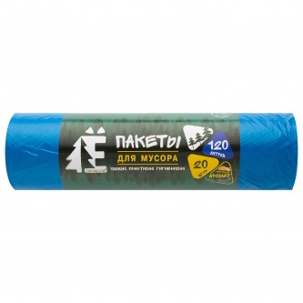 Мешки для раздельного сбора мусора 120л синие в рулоне 20шт ПВД 20мкм 70х110см РОМАШКА ЕЛР-ВР-120С