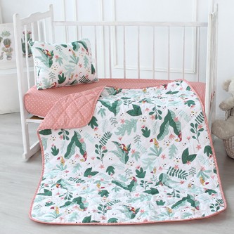 Одеяло-покрывало детское "Тропические птички" белое Одеяло-покрывало детское "Тропические птички" белое