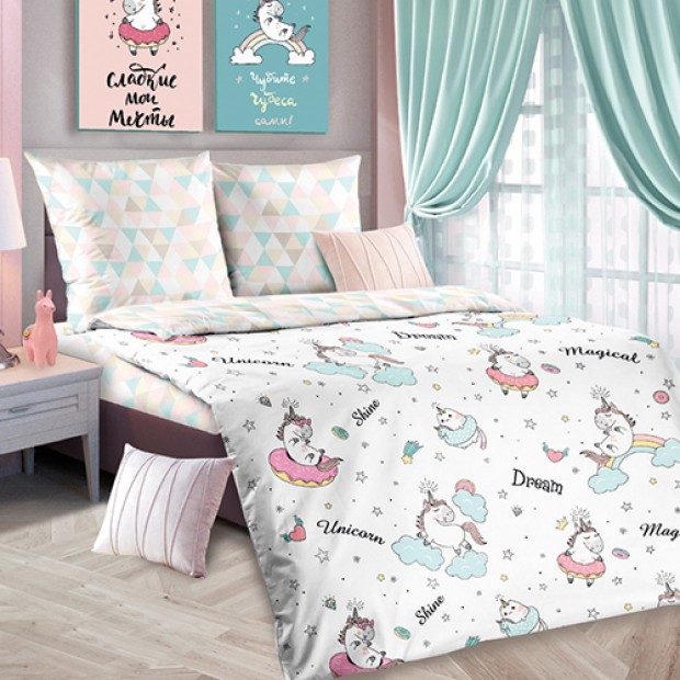 КПБ 'ДайПоспать', 1,5 спальный с 2-мя наволочками 70х70, бязь, 100 % хлопок, пл. 125 гр./кв.м., 'Единорог' Пододеяльник 146*217, простыня 150*217, наволочка 70*70 (2 шт.) КПБ 'ДайПоспать', 1,5 спальный с 2-мя наволочками 70х70, бязь, 100 % хлопок, пл. 125 гр./кв.м., 'Единорог' Пододеяльник 146*217, простыня 150*217, наволочка 70*70 (2 шт.)