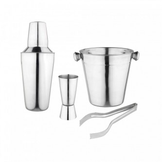 Набор барный 4 предмета (ведро д/льда + шейкер 0,5л +джиггер 30/60мл+щипцы д/льда 13,0см) Под/упак Набор барный 4 предмета (ведро д/льда + шейкер 0,5л +джиггер 30/60мл+щипцы д/льда 13,0см) Под/упак