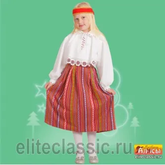 Эстонка девочка (белый, р-р 30; комплект: головной убор, блузка, юбка)