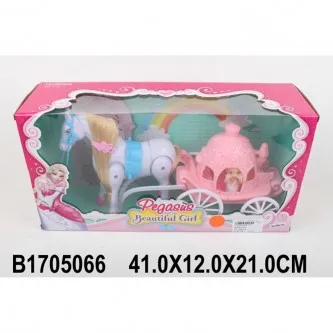 Карета 686-755 для куклы, с лошадью в коробке