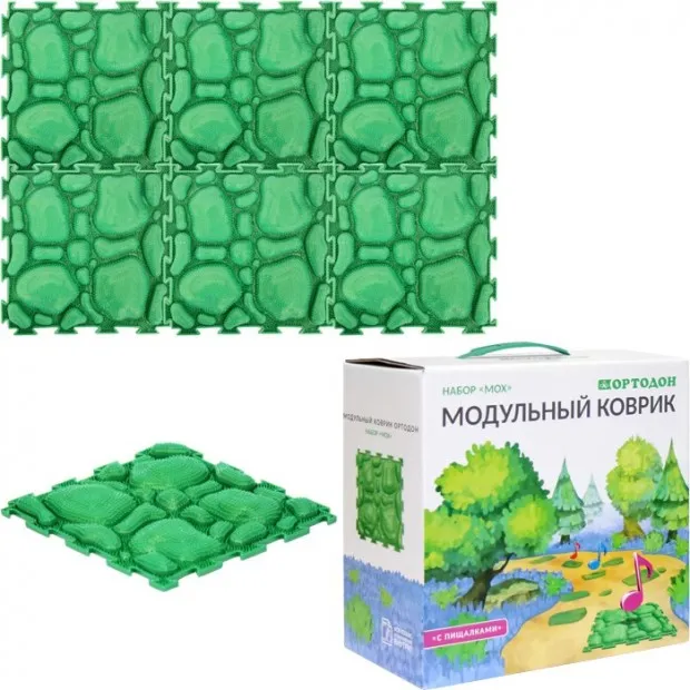 Коврик массажный модульный ОРТО Набор Мох 6шт.