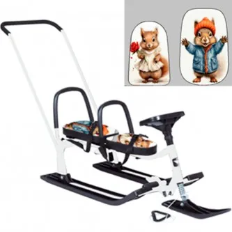 Снегокат 505 высокий SNOWKAT TWINS BABY PUSH для двоих, с 2 склад спинками П-обр толк.Бельчата