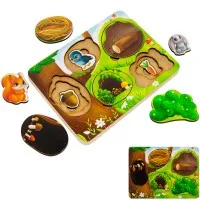 Деревянная Рамка вкладыш многоуровневая Домашние животные, кто где живет? ОА-00000474 Деревянная Рамка вкладыш многоуровневая Домашние животные, кто где живет? ОА-00000474