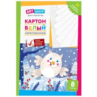 Картон белый А4, ArtSpace, 8л., немелованный, в папке, 