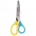 Ножницы ЮНЛАНДИЯ, 135 мм, с футляром для лезвий, желто-голубые, блистер, 237110